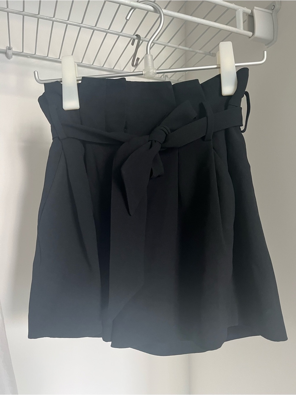 Babaton Black High-Waist Paperbag Shorts with Self-Tie